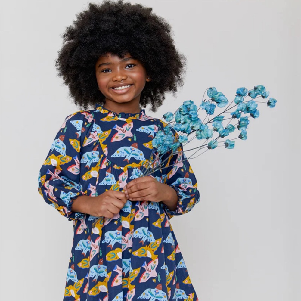 Beautiful 5Y Pink Chicken Dress with Multicolored Birds